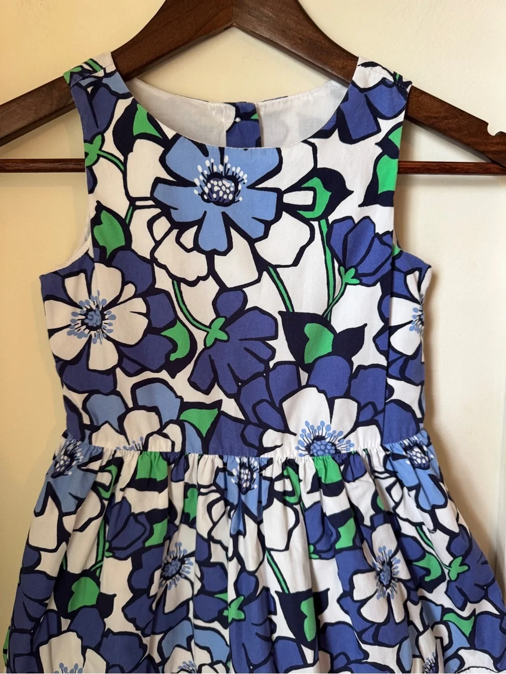 Gymboree Cotton Floral Dress in Blue,‎ White & Green Accents Size 6